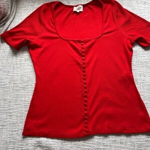 Sézane square neck T-shirt with covered buttons